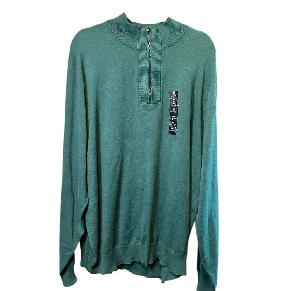 NWT Shaquille O’Neal Men’s Big & Tall Green Half Zip Pull Over Sweater - 3XL